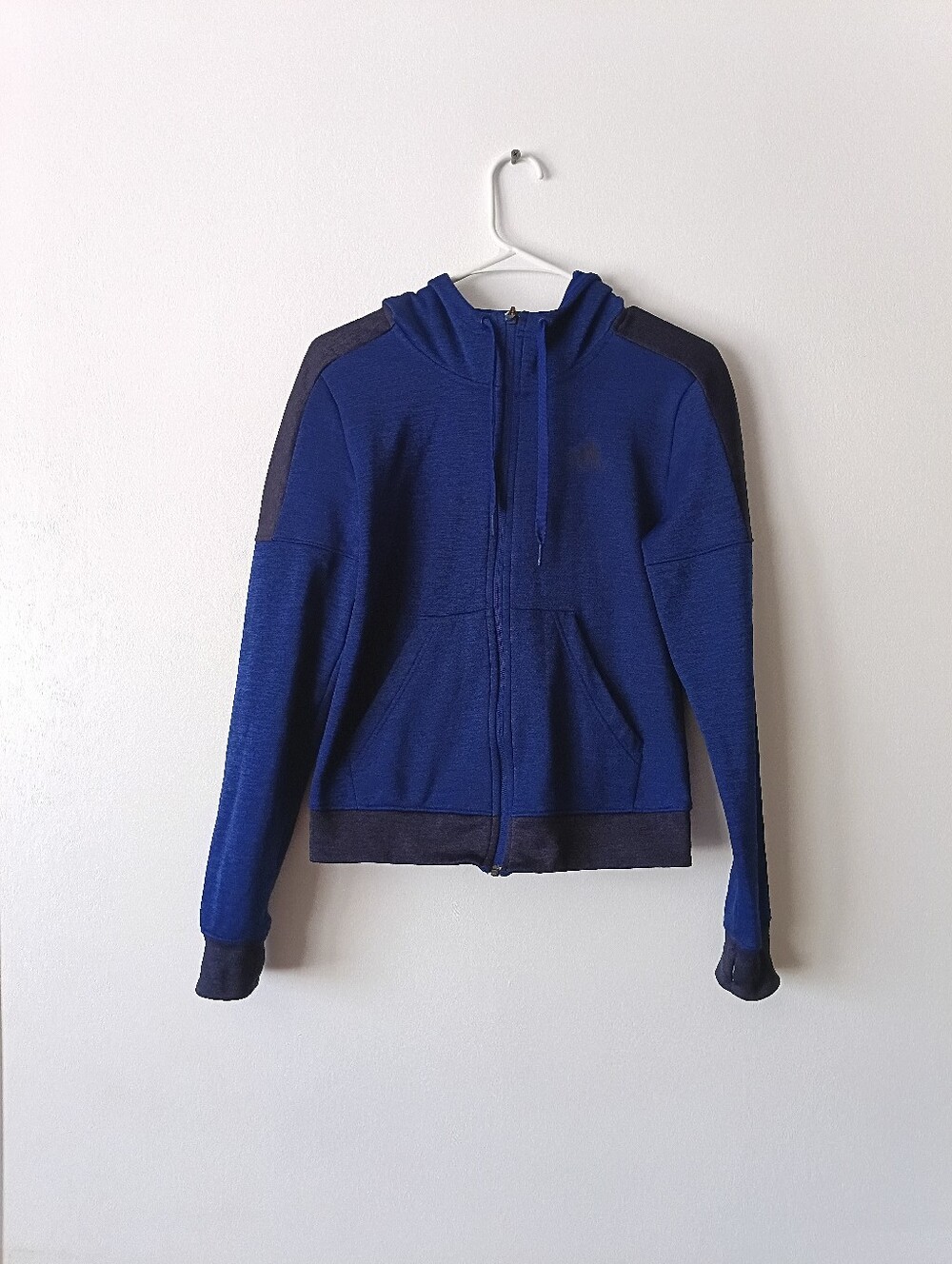 Adidas CF0019 Fleece Lined Performance Zip Up Activewear Jacket Blue Womens XS/S